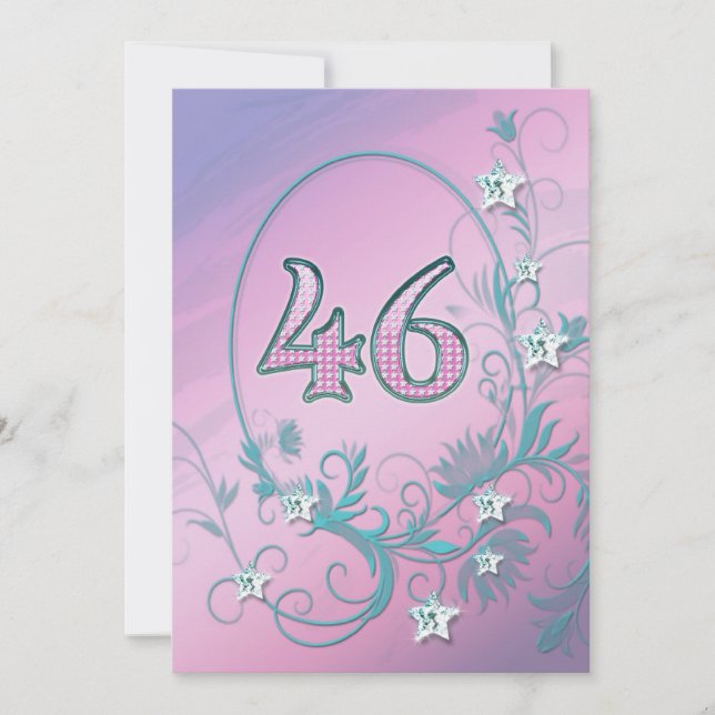 Birthday party invitation 46 years old (Front)
