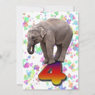 Birthday party invitation 4, with happy elephants