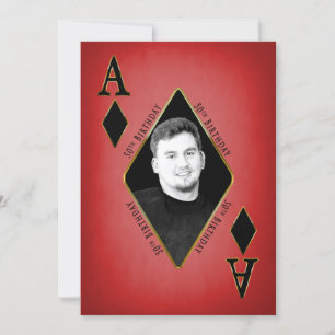 Birthday Party Invitation, 50th, Poker Card, Photo Invitation