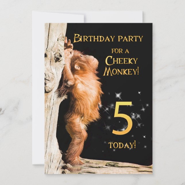 Birthday party invitation 5, with orangutan (Front)