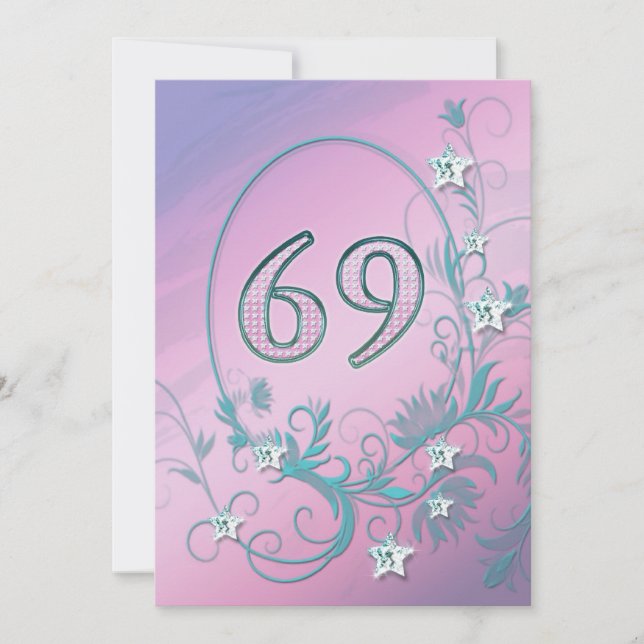 Birthday party invitation 69 years old (Front)