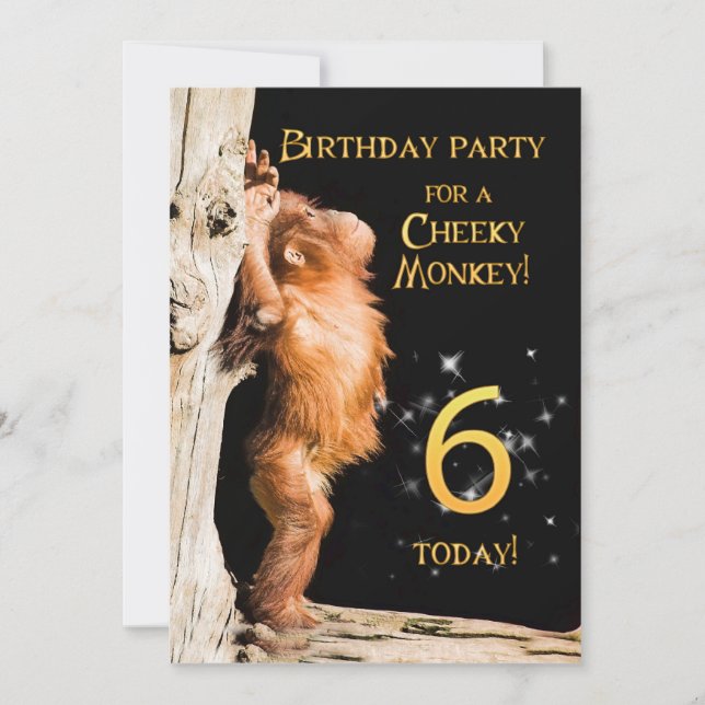 Birthday party invitation 6, with orangutan (Front)