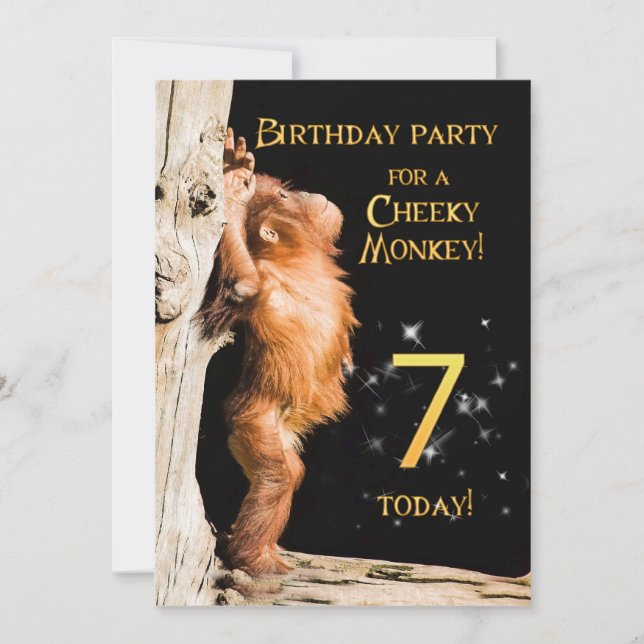 Birthday party invitation 7, with orangutan (Front)