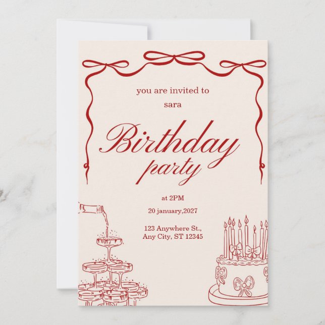 birthday party invitation card (Front)