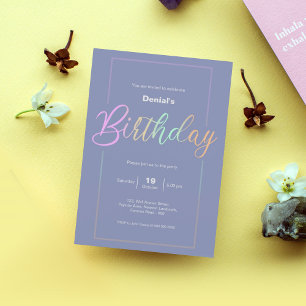 Birthday Party Invitation Card Rainbow Colour