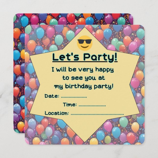 Birthday Party Invitation (English) (Front/Back)