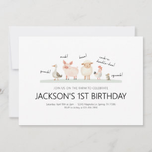 Birthday Party Invitation - Farm Animal Theme