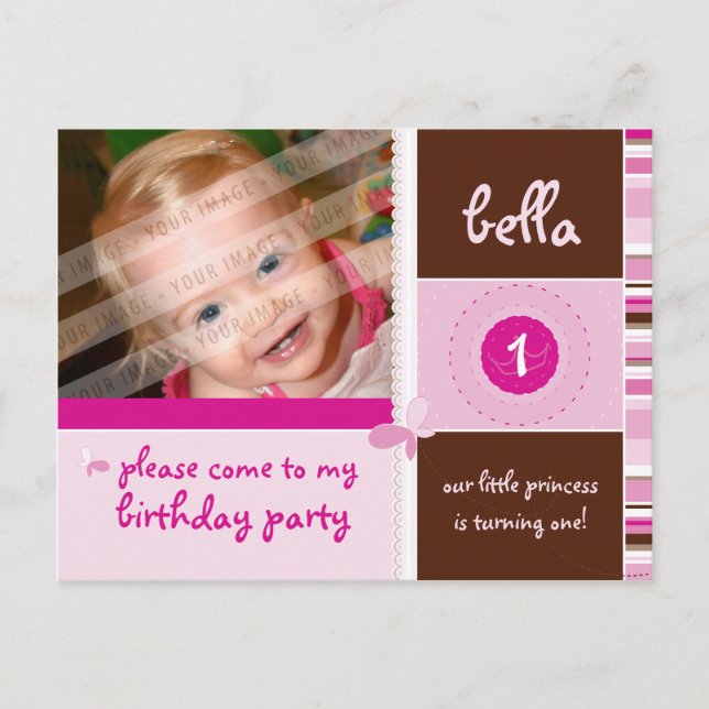 BIRTHDAY PARTY INVITATION :: grace - girl Postcard (Front)