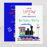Birthday Party Invitation Kids Chu Chu Train Colou