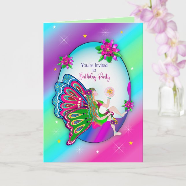 Birthday Party Invitation Magical Butterfly Fairy (Orchid)