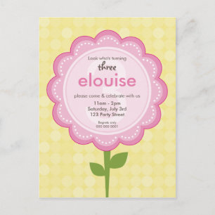 BIRTHDAY PARTY INVITATION :: numbered daisy 2 Postcard