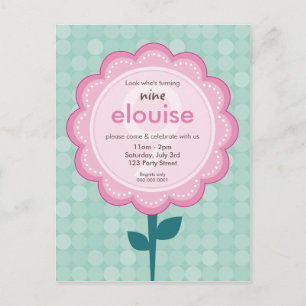 BIRTHDAY PARTY INVITATION :: numbered daisy 3 Postcard