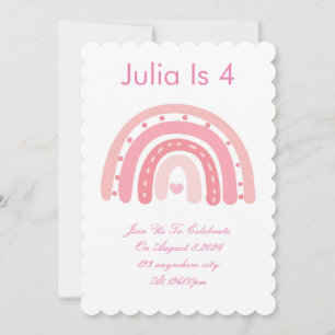 birthday party invitation pink