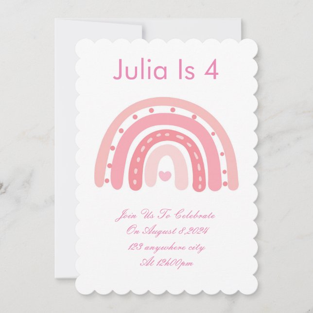 birthday party invitation pink (Front)