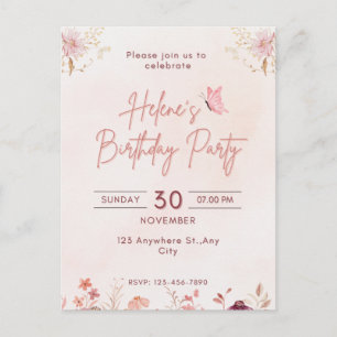 Birthday Party Invitation Postcard