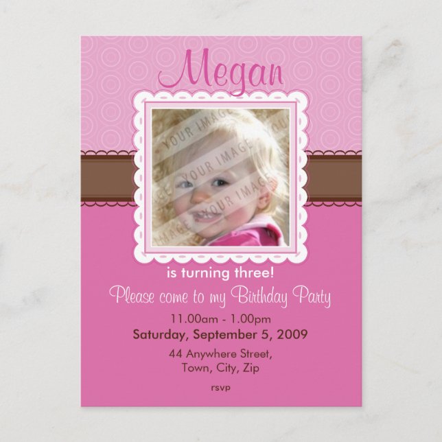 BIRTHDAY PARTY INVITATION :: prettily 2 Postcard (Front)