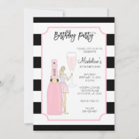 Birthday Party Invitation - Rose Fashion Girl