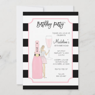 Birthday Party Invitation - Rose Fashion Girl