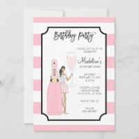 Birthday Party Invitation - Rose Fashion Girl