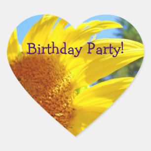 Birthday Party Invitation stickers seals Sunflowe