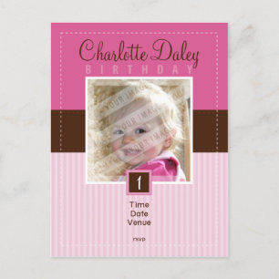 BIRTHDAY PARTY INVITATION :: stitched - girl Postcard