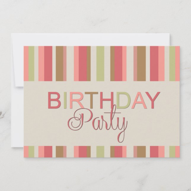 Birthday Party Invitation Stripes (Front)