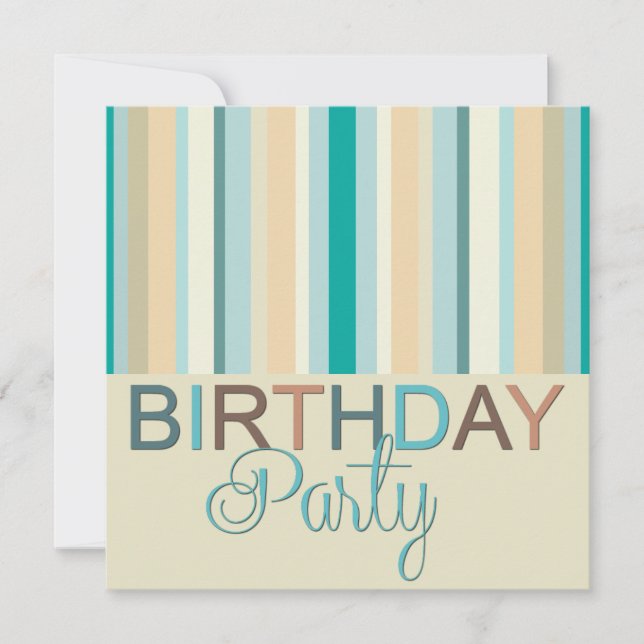 Birthday Party Invitation Stripes (Front)