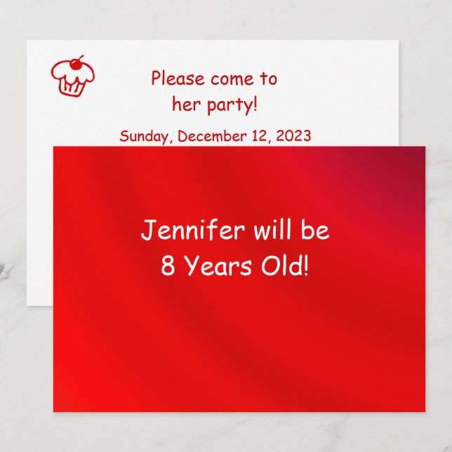 Birthday Party Invitation, Two-Sided, Red Gradient Invitation (Front/Back)