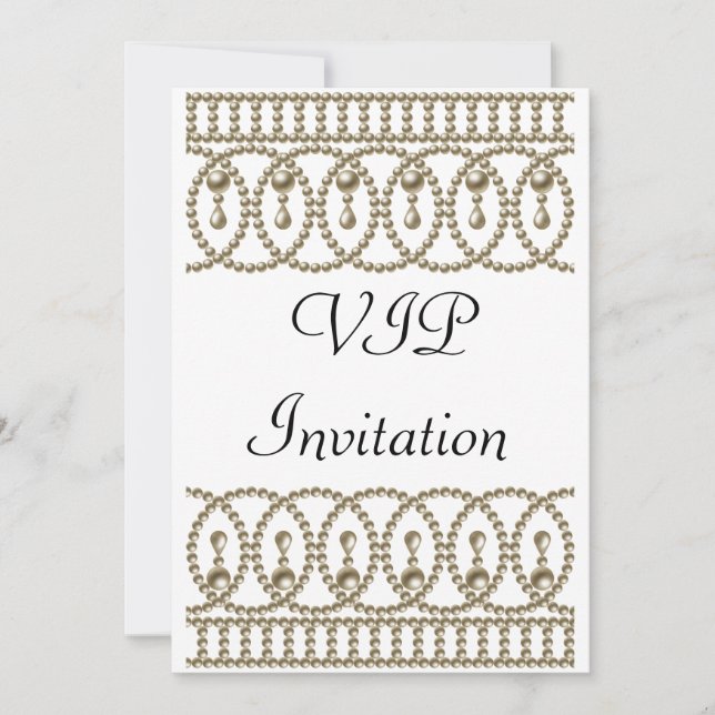 Birthday Party Invitation White Gold VIP (Front)