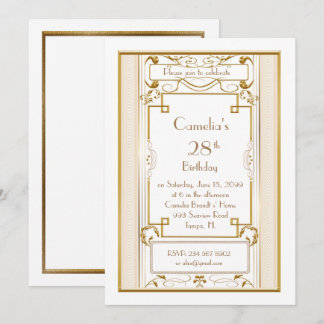 Birthday party invitation woman,great Gatsby,white