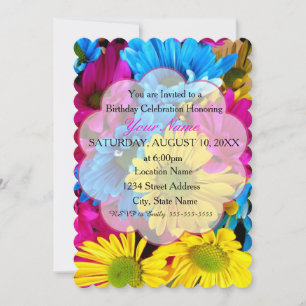 Birthday Party Invitations daisy Flower colourful