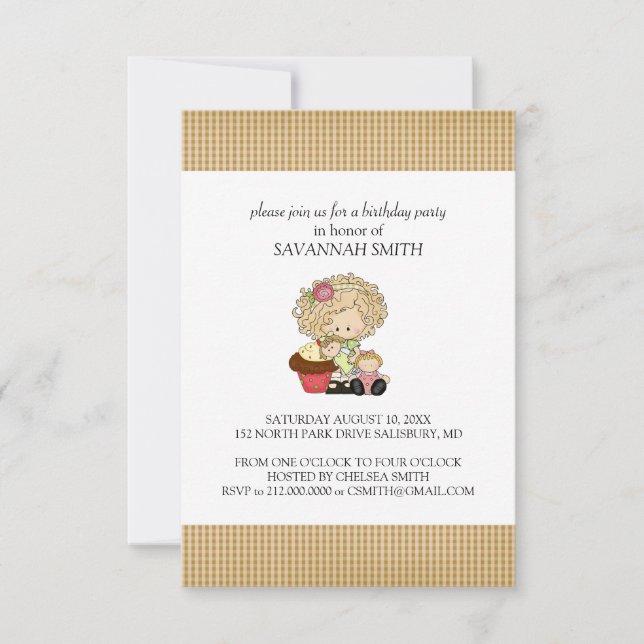 Birthday Party Invitations for a Girl (Front)