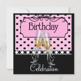 Birthday Party Invitations Wine Glasses