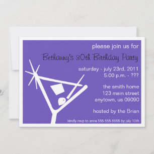 Birthday Party Invite Martini Glass (Purple)