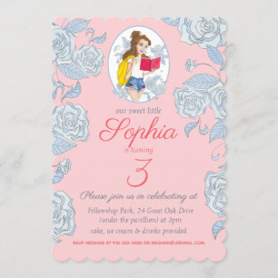 Birthday Party Invite, Modern Princess Belle Invitation