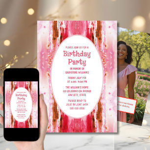 Birthday Party Invite Pink Watercolor For Her
