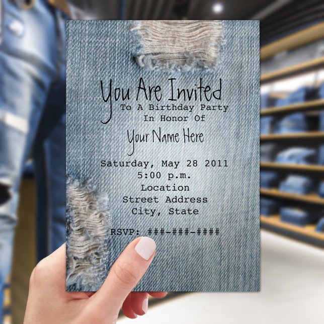 Birthday Party Invite - Ripped Blue Jeans (Creator Uploaded)