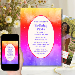Birthday Party Invite Template Any Age Colorful 