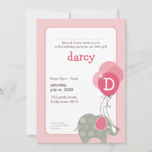 BIRTHDAY PARTY INVITES :: elephant + balloons 3P