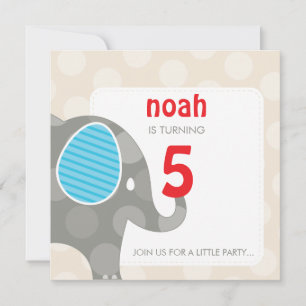 BIRTHDAY PARTY INVITES :: elephant + number 4SQ