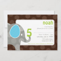 BIRTHDAY PARTY INVITES :: elephant + number 7L
