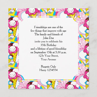Birthday Party Kawaii Ice Cream Uber Cute Invitation