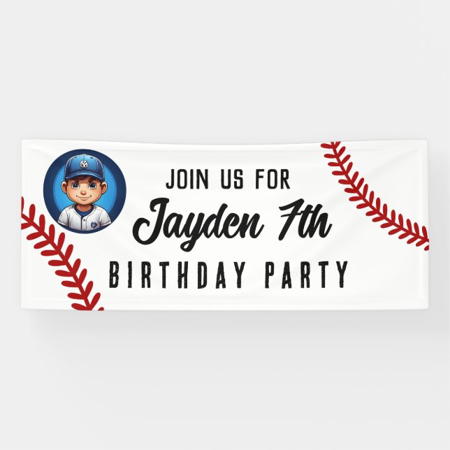 birthday party kids team players sport, softball banner (Horizontal)
