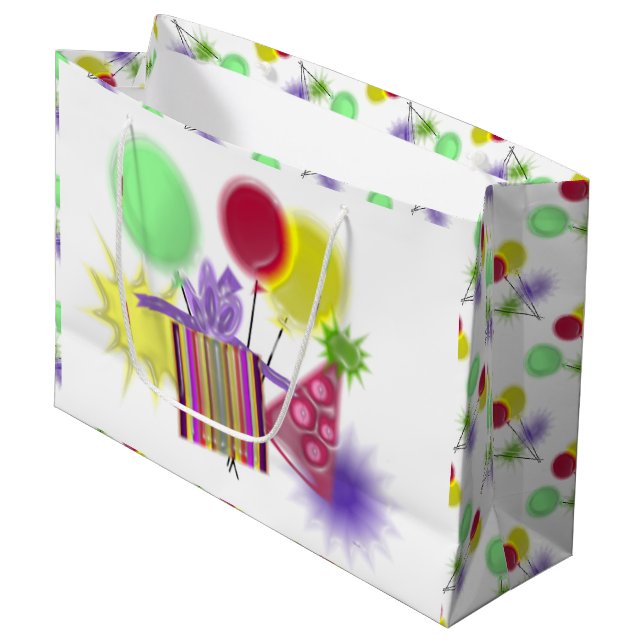 Birthday Party Large Gift Bag (Front Angled)