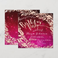 Birthday Party Leaf Wreath Pink Red Star Rose Gold