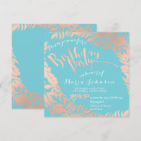 Birthday Party  Leafs Wreath Ocean Pink Rose Gold