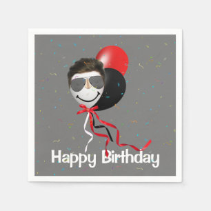 Birthday Party Man on Balloon Napkin