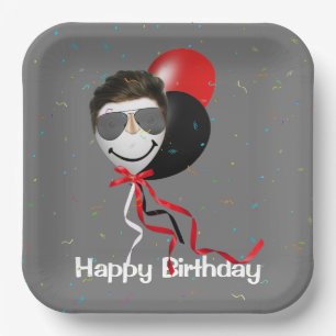 Birthday Party Man on Balloon Paper Plate