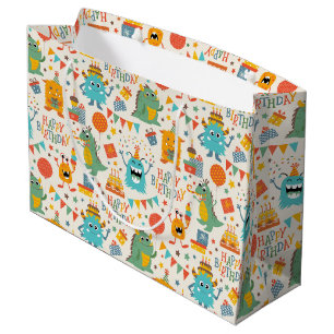 Birthday Party Monsters Large Gift Bag