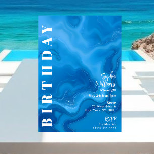 Birthday Party Moonstone Blue Invitation